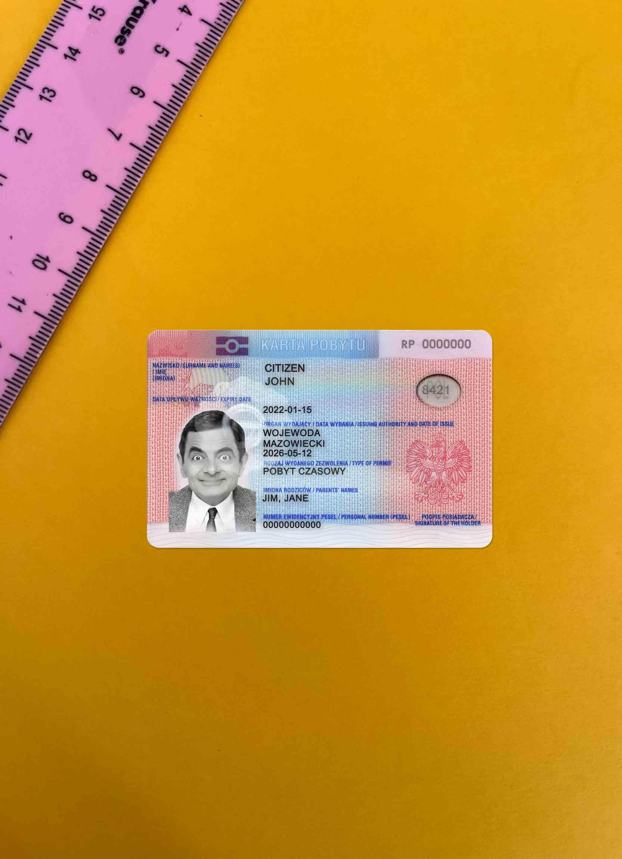 Downloadable Poland residence permit photolook example